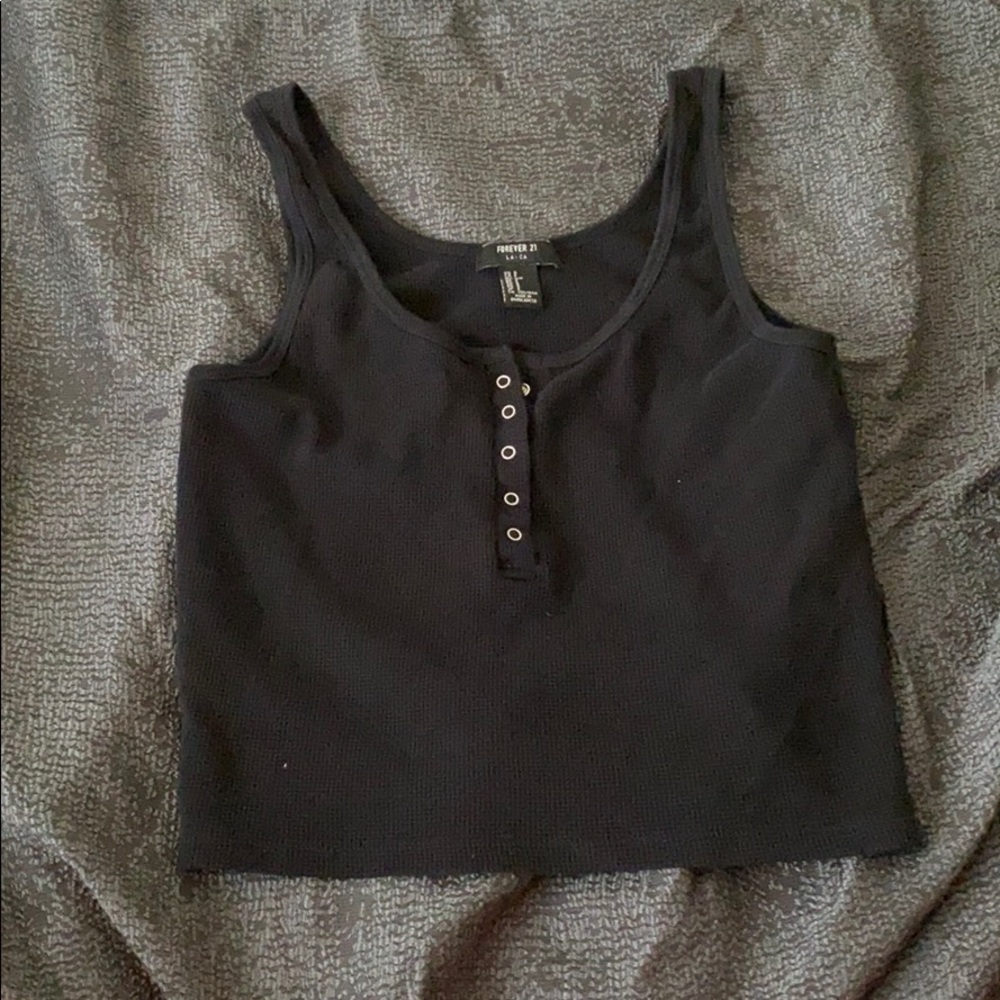 Black metal button tank top
